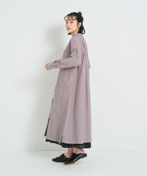conges payes ADIEU TRISTESSE(コンジェ ペイエ アデュートリステス)の「ステッチワークシャツワンピ(ワンピース・レディース・チャコールグレー/グリーン・38)」の18枚目の写真