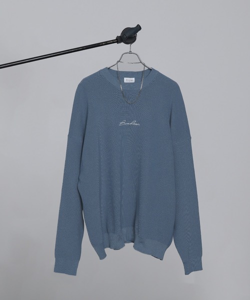 BROWNY（ブラウニー）の「BROWNY/アクセ付きワンポイントニットプルオーバー（ニット/セーター・メンズ・サックスブルー/オフホワイト・LARGE/MEDIUM）」の7枚目の写真