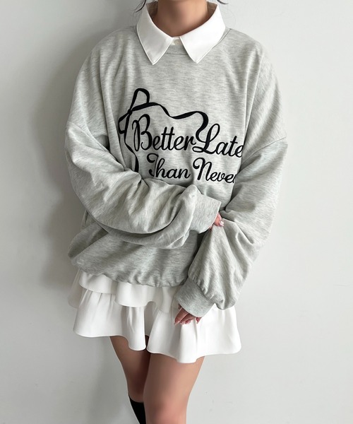 apres jour(アプレジュール)の「刺繍ロゴスウェット(スウェット・レディース・オートミール/ネイビー/ピンク・フリー/X-LARGE)」の6枚目の写真