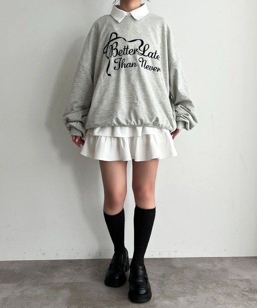 apres jour(アプレジュール)の「刺繍ロゴスウェット(スウェット・レディース・オートミール/ネイビー/ピンク・フリー/X-LARGE)」の7枚目の写真