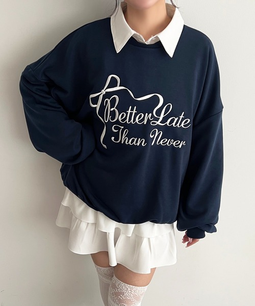 apres jour(アプレジュール)の「刺繍ロゴスウェット(スウェット・レディース・オートミール/ネイビー/ピンク・フリー/X-LARGE)」の11枚目の写真
