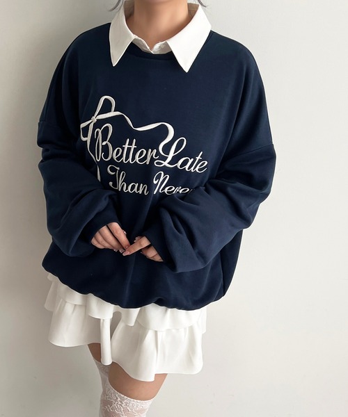 apres jour(アプレジュール)の「刺繍ロゴスウェット(スウェット・レディース・オートミール/ネイビー/ピンク・フリー/X-LARGE)」の12枚目の写真