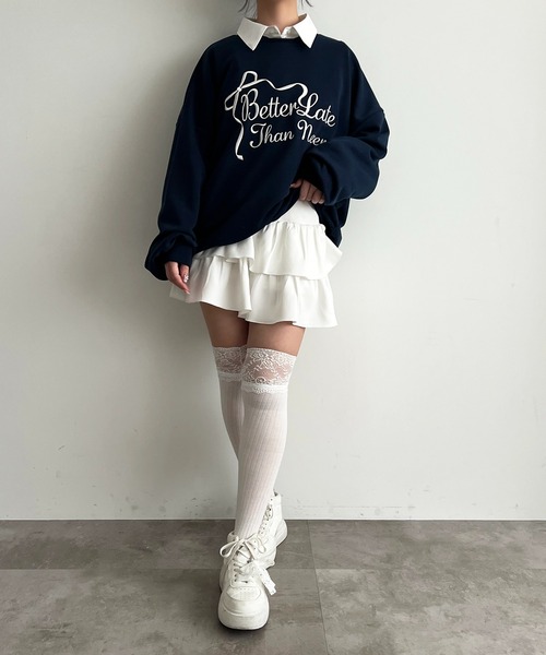 apres jour(アプレジュール)の「刺繍ロゴスウェット(スウェット・レディース・オートミール/ネイビー/ピンク・フリー/X-LARGE)」の15枚目の写真