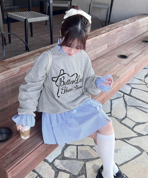 apres jour(アプレジュール)の「刺繍ロゴスウェット(スウェット・レディース・オートミール/ネイビー/ピンク・フリー/X-LARGE)」の9枚目の写真