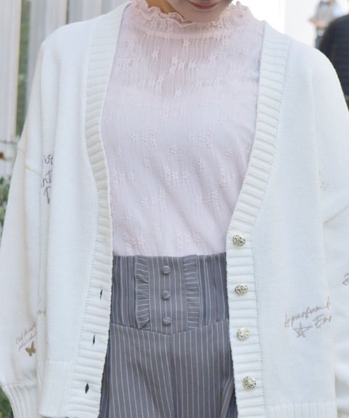 axes femme(アクシーズファム)の「連ボタン花レースインナー(Tシャツ/カットソー・レディース・ピンク/キナリ/ブラック・FREE)」の1枚目の写真