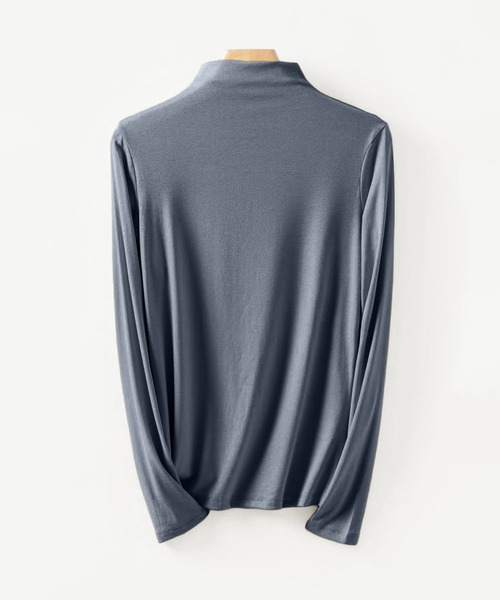 aimoha（アイモハ）の「リブ編みハイネック長袖トップス（Tシャツ/カットソー・レディース・ホワイト/ブラック/チョコ/マスタード/グレー/ダークグレー・FREE）」の22枚目の写真
