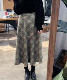 チェック柄楽ちんゴムスタイルAラインフレアスカート