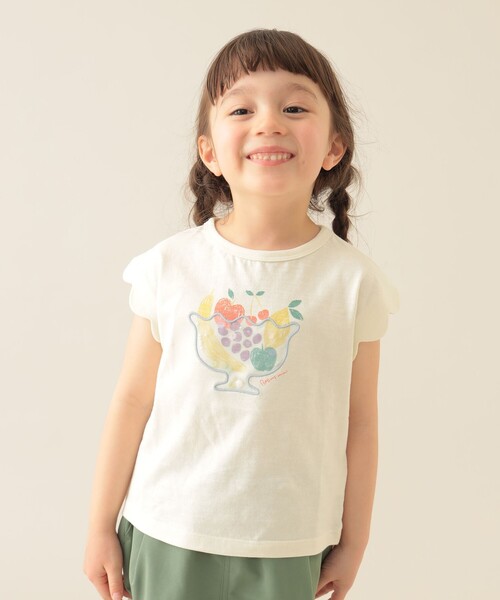BEAMS mini（ビームスミニ）の「フルーツ スカラップ Tシャツ 2025SS（90～150cm）（Tシャツ/カットソー・キッズ・ピンク/オフホワイト・90/110/120/130/140/150/100）」の3枚目の写真