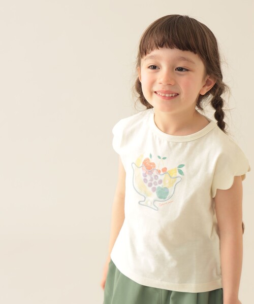 BEAMS mini（ビームスミニ）の「フルーツ スカラップ Tシャツ 2025SS（90～150cm）（Tシャツ/カットソー・キッズ・ピンク/オフホワイト・90/110/120/130/140/150/100）」の4枚目の写真