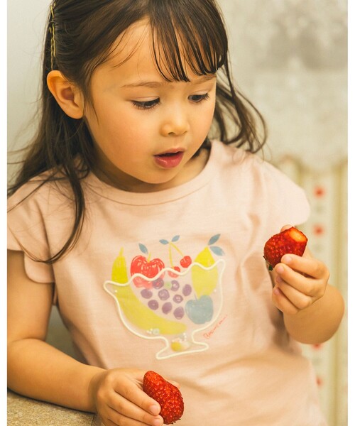BEAMS mini（ビームスミニ）の「フルーツ スカラップ Tシャツ 2025SS（90～150cm）（Tシャツ/カットソー・キッズ・ピンク/オフホワイト・90/110/120/130/140/150/100）」の8枚目の写真