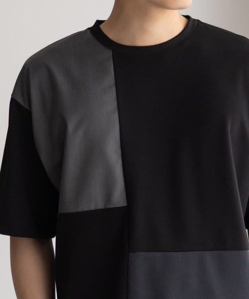 URBAN COLLECTION（アーバンコレクション）の「URBANCOLLECTION カットジョーゼット 布帛パネル切替テーパードTシャツ（Tシャツ/カットソー・メンズ・ブラック系その他/ホワイト系その他・S/M/L/XL）」の10枚目の写真