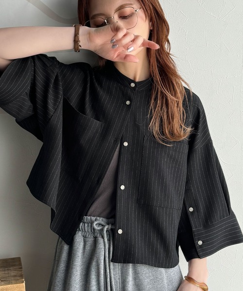 ストライプ ワイド シャツ ロールアップスリーブ 夏 2色 hr9939 楽天市場】【全品対象☆まとめ買い3点以上で使える 7%OFF