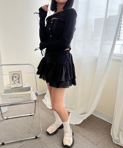 mumu(ムム)の「シャーリングフリルスカート(スカート・レディース・ホワイト/ブラック・FREE)」の17枚目の写真