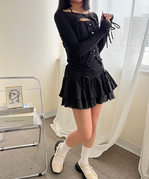 mumu(ムム)の「シャーリングフリルスカート(スカート・レディース・ホワイト/ブラック・FREE)」の16枚目の写真