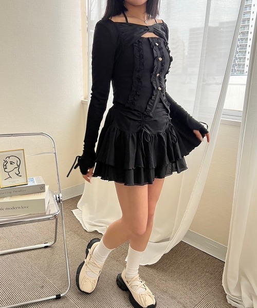 mumu(ムム)の「シャーリングフリルスカート(スカート・レディース・ホワイト/ブラック・FREE)」の15枚目の写真