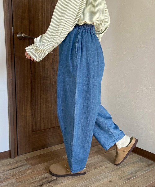 CRB(シーアールビー)の「カーブラインワイドパンツ(カーゴパンツ・レディース・ブラック/ブルー/グリーン/ベージュ/インディゴブルー/ダークグリーン/ダークベージュ・F)」の15枚目の写真