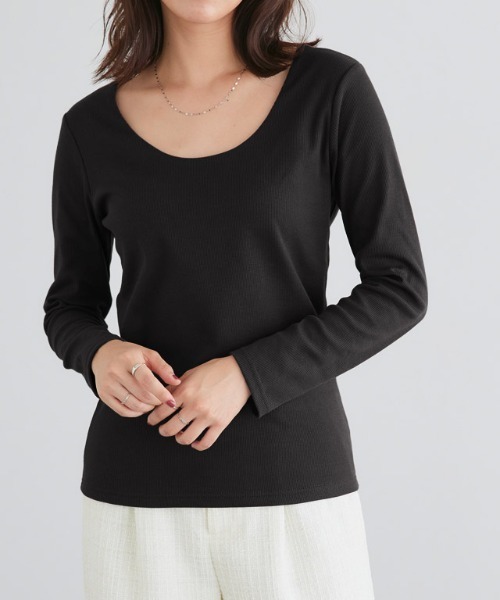 Pierrot(ピエロ)の「ネックが選べるテレコリブカットソー(Tシャツ/カットソー・レディース・ライトグレー/ブラック系その他/ブラウン/レッド/ベージュ系その他/レッド系その他/ライトグレー系/ネイビー系1/ベージュ系その他2/ホワイト系その他3/ライトグレー系2/ブラウン系その他3/レッド系その他3/ブラック系その他4/ベージュ系その他4/ブルー系3/ブラック/ライトベージュ/ホワイト×ブラック/ブラウン系/グレー系その他/その他/ブルー系その他2/ブラック系その他2/ブルー系その他4/ネイビー系3/ブラウン系その他4/レッド系その他4/ブルー系その他5/チャコールグレー/グレイッシュブルー/ネイビー系/ネイビー/ブルー系その他/ブルー系/グレー系その他2/その他1/ホワイト系その他2/ライトグレー系1/ブラウン系その他2/ネイビー系2/ベージュ系その他3/ブルー系2/ブラック系その他3/ライトグレー系3/ブルー系1/グレー系その他3/その他2/グレー系その他4/その他3/その他30/その他32/その他29/その他31/その他33/グレー系2/グレー系3/グレー系/グレー系1/ピンク系/ピンク系1/ピンク系2/ピンク系3/オフホワイト/ピンク系4/ホワイト系その他/ホワイト系その他4/グレー系4/レッド系その他5/レッド系その他6/レッド系その他7/グレー系その他6/ヘザーチャコール/チャコール/グレー系その他5/グレー系その他7/チェリーレッド/クリアレッド・M/L/LL/3L)」の12枚目の写真