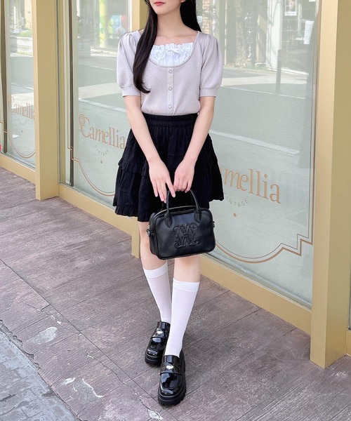 INGNI（イング）の「コットンレースティアードミニスカパン（スカート・レディース・ブラック/オフホワイト・FREE）」の11枚目の写真