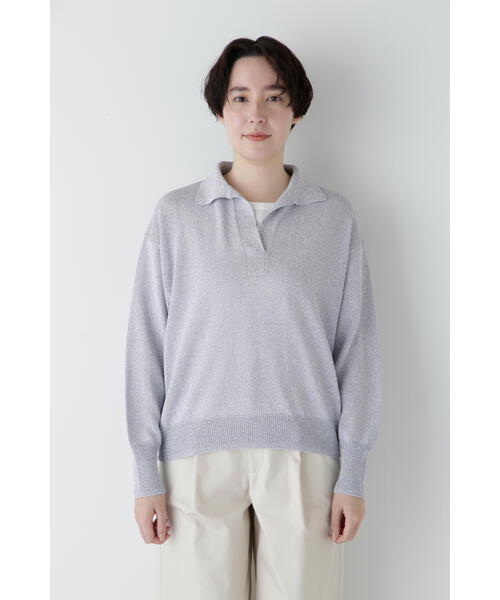 human woman(ヒューマンウーマン)の「◆【ウォッシャブル】ペーパーヤーンセーラーカラートップス(ニット/セーター・レディース・ライトグリーン/ホワイト/パープル・MEDIUM)」の17枚目の写真