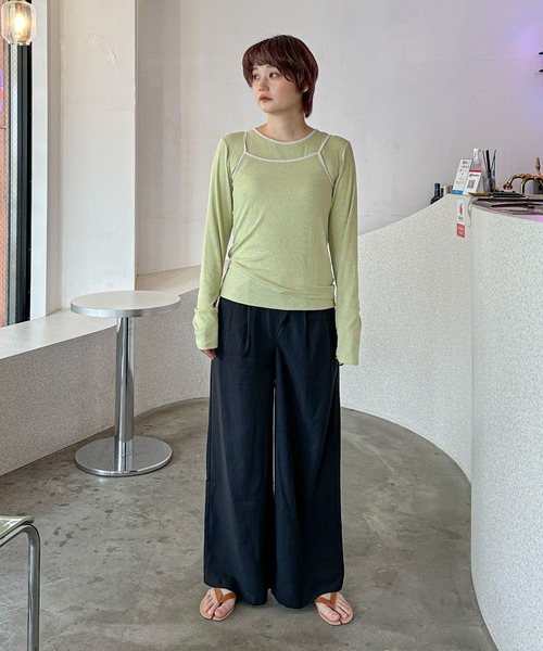 PILIT(ピリット)の「レイヤードキャミset ロンtee(Tシャツ/カットソー・レディース・アイボリー/グリーン/ピンク・MEDIUM)」の18枚目の写真