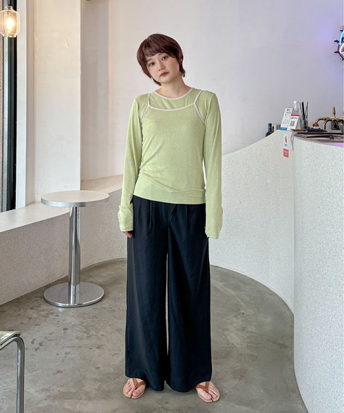 PILIT(ピリット)の「レイヤードキャミset ロンtee(Tシャツ/カットソー・レディース・アイボリー/グリーン/ピンク・MEDIUM)」の20枚目の写真