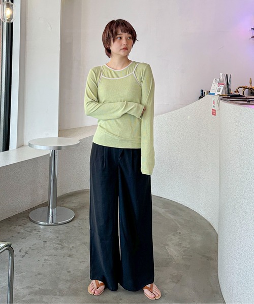 PILIT(ピリット)の「レイヤードキャミset ロンtee(Tシャツ/カットソー・レディース・アイボリー/グリーン/ピンク・MEDIUM)」の21枚目の写真