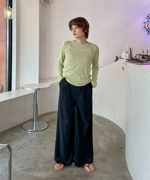 PILIT(ピリット)の「レイヤードキャミset ロンtee(Tシャツ/カットソー・レディース・アイボリー/グリーン/ピンク・MEDIUM)」の22枚目の写真