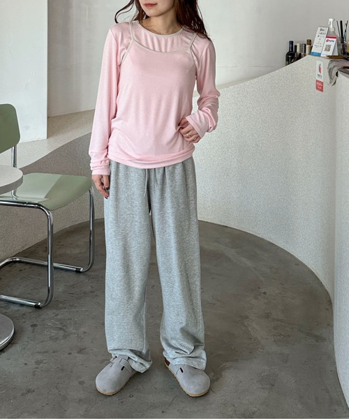 PILIT(ピリット)の「レイヤードキャミset ロンtee(Tシャツ/カットソー・レディース・アイボリー/グリーン/ピンク・MEDIUM)」の6枚目の写真