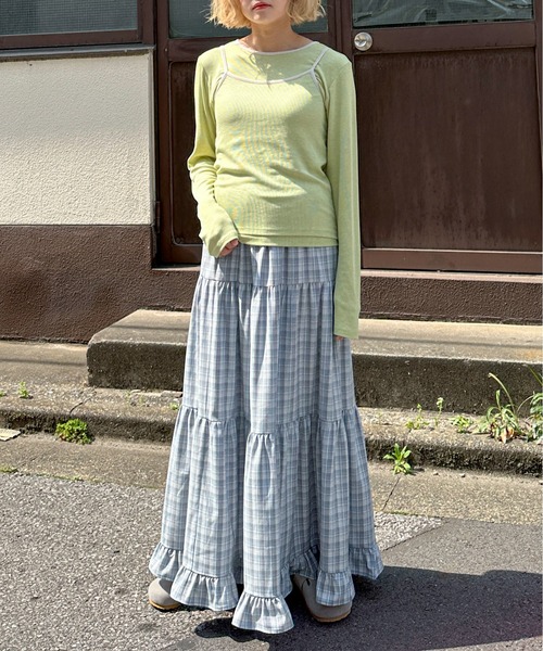 PILIT(ピリット)の「レイヤードキャミset ロンtee(Tシャツ/カットソー・レディース・アイボリー/グリーン/ピンク・MEDIUM)」の9枚目の写真