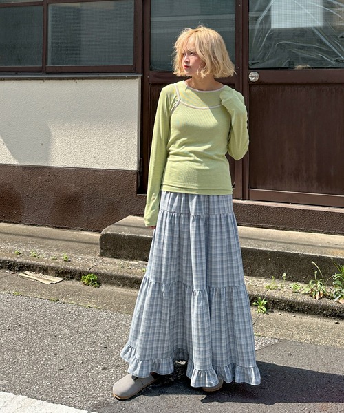 PILIT(ピリット)の「レイヤードキャミset ロンtee(Tシャツ/カットソー・レディース・アイボリー/グリーン/ピンク・MEDIUM)」の10枚目の写真