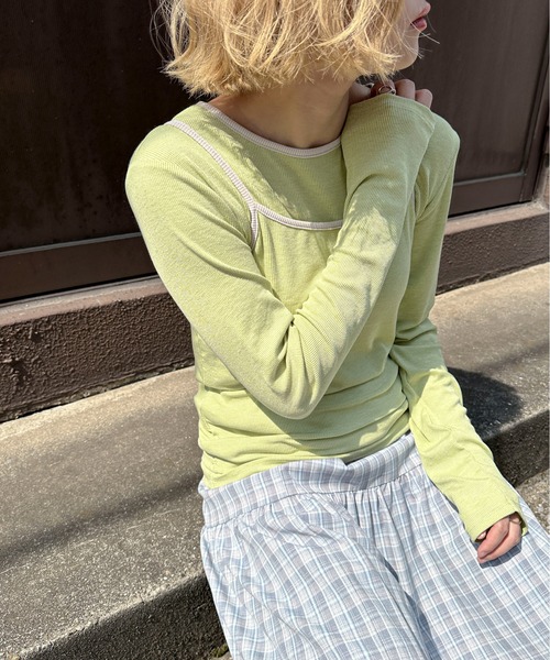 PILIT(ピリット)の「レイヤードキャミset ロンtee(Tシャツ/カットソー・レディース・アイボリー/グリーン/ピンク・MEDIUM)」の17枚目の写真