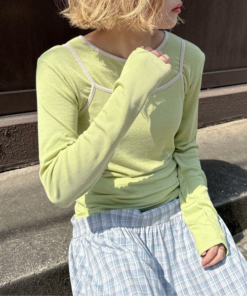 PILIT(ピリット)の「レイヤードキャミset ロンtee(Tシャツ/カットソー・レディース・アイボリー/グリーン/ピンク・MEDIUM)」の16枚目の写真