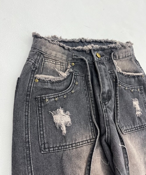 DAESE TOKYO（デセトウキョウ）の「『DAESE TOKYO/デセトウキョウ』ダメージデニムカーゴパンツ 【CN】（デニムパンツ・レディース・ブラック・FREE）」の8枚目の写真