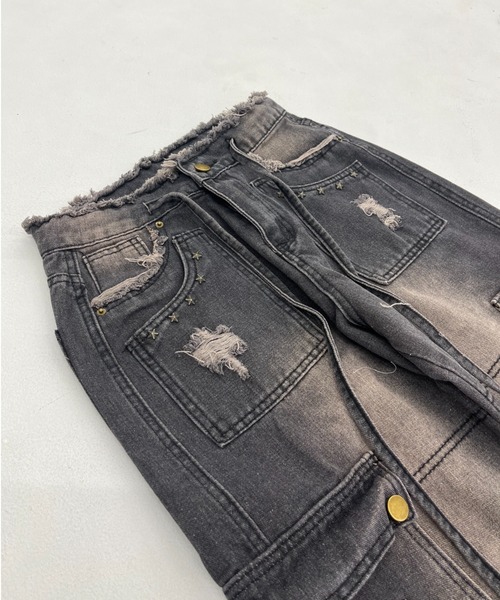 DAESE TOKYO（デセトウキョウ）の「『DAESE TOKYO/デセトウキョウ』ダメージデニムカーゴパンツ 【CN】（デニムパンツ・レディース・ブラック・FREE）」の10枚目の写真
