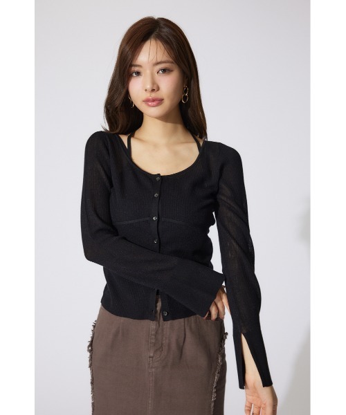 rienda（リエンダ）の「リボンデティールキャミソールセットカーディガン（カーディガン/ボレロ・レディース・ブラック/グレー/イエロー・FREE）」の10枚目の写真