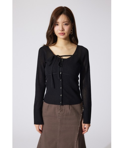 rienda（リエンダ）の「リボンデティールキャミソールセットカーディガン（カーディガン/ボレロ・レディース・ブラック/グレー/イエロー・FREE）」の13枚目の写真