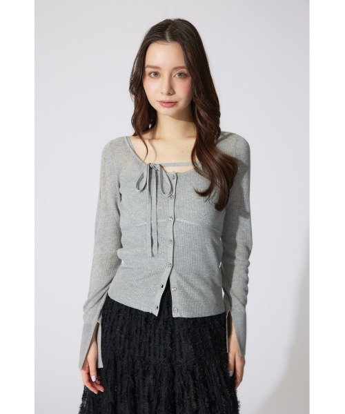 rienda（リエンダ）の「リボンデティールキャミソールセットカーディガン（カーディガン/ボレロ・レディース・ブラック/グレー/イエロー・FREE）」の16枚目の写真