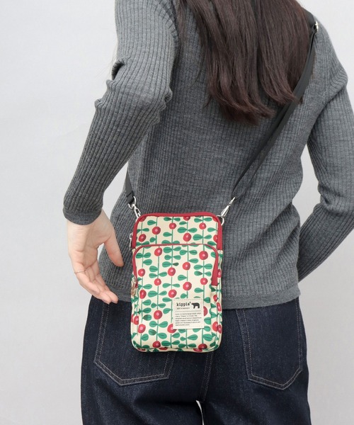 セール】北欧系 総柄 撥水ポリエステル スマホ ミニショルダーバッグ