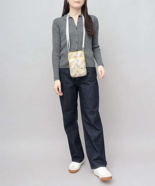 北欧系 総柄 撥水ポリエステル スマホ ミニショルダーバッグ