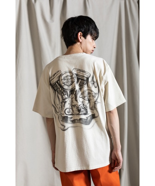 注目コラボ!!【Harley-Davidson】Dickies x H-D 半袖 T シャツ Dickies(R) x H-D(R) フレーミングイーグルボクシークロップT