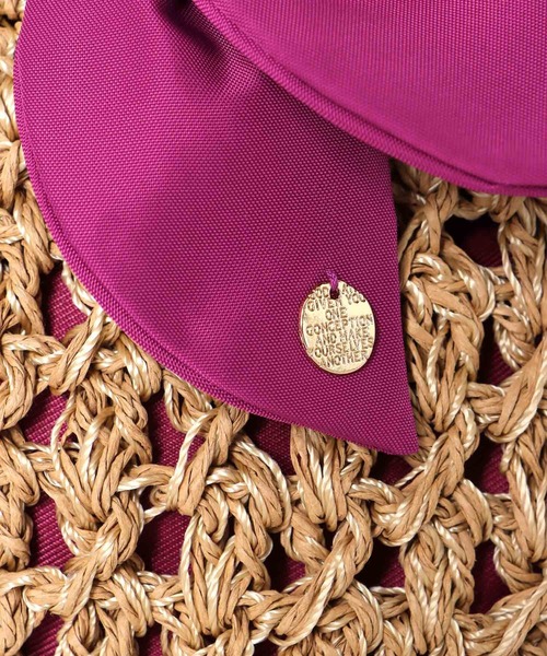 Three Four Time(スリーフォータイム)の「下がりリボン柄編みトート(かごバッグ・レディース・ブラック/ベージュ/ピンク/グリーン・FREE)」の18枚目の写真