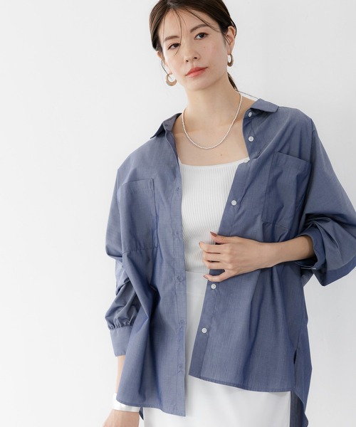 Elura（エルーラ）の「アイロンいらずドルマンシャツ/321615（シャツ/ブラウス・レディース・ネイビー/ベージュ/ブルー・MEDIUM/LARGE）」の3枚目の写真