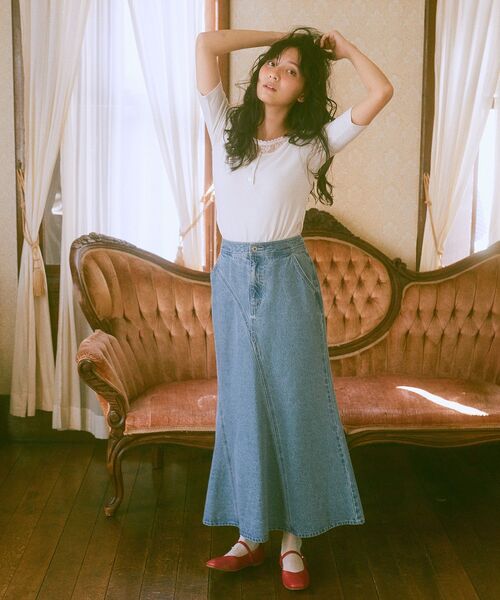 エスカルゴ デニムスカート - Escargot Denim Skirt セール】エスカルゴマーメイドデニムスカート（スカート