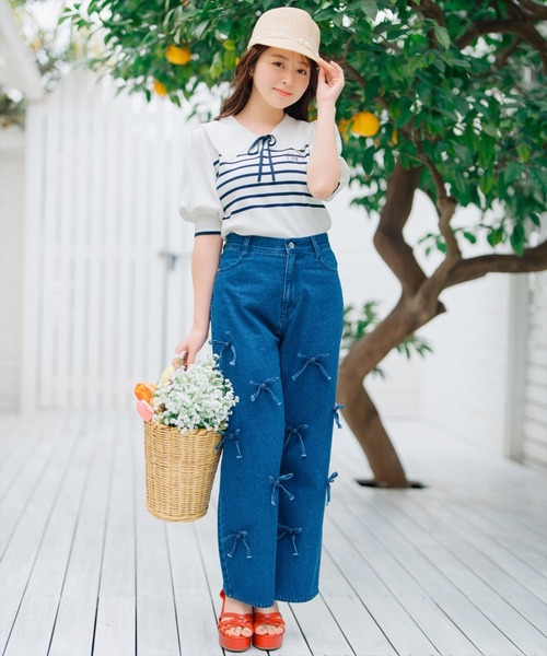 WILLSELECTION(ウィルセレクション)の「リボンモチーフデニムパンツ(その他パンツ・レディース・ブルー/ネイビー・SMALL/MEDIUM)」の3枚目の写真