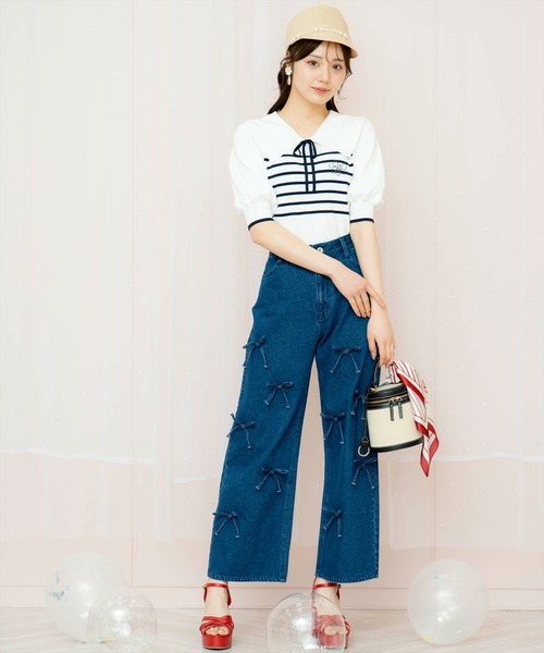 WILLSELECTION(ウィルセレクション)の「リボンモチーフデニムパンツ(その他パンツ・レディース・ブルー/ネイビー・SMALL/MEDIUM)」の4枚目の写真