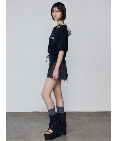 EMODA（エモダ）の「ルーズタイクラッシュTシャツ（Tシャツ/カットソー・レディース・グレー/ホワイト/ネイビー/ブラック・FREE）」の13枚目の写真