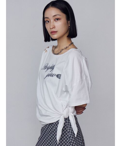 EMODA（エモダ）の「ルーズタイクラッシュTシャツ（Tシャツ/カットソー・レディース・グレー/ホワイト/ネイビー/ブラック・FREE）」の16枚目の写真