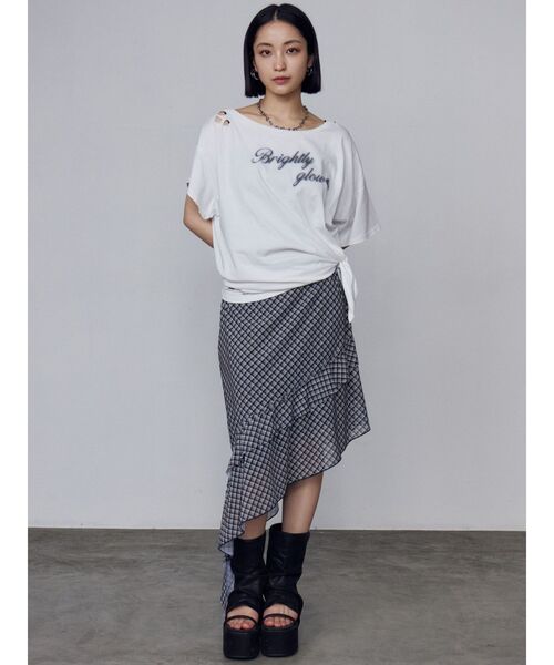 EMODA（エモダ）の「ルーズタイクラッシュTシャツ（Tシャツ/カットソー・レディース・グレー/ホワイト/ネイビー/ブラック・FREE）」の17枚目の写真