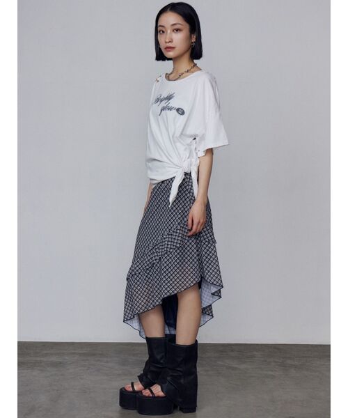 EMODA（エモダ）の「ルーズタイクラッシュTシャツ（Tシャツ/カットソー・レディース・グレー/ホワイト/ネイビー/ブラック・FREE）」の18枚目の写真