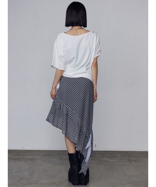 EMODA（エモダ）の「ルーズタイクラッシュTシャツ（Tシャツ/カットソー・レディース・グレー/ホワイト/ネイビー/ブラック・FREE）」の19枚目の写真